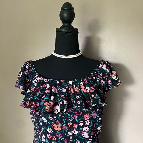 BCBG Paris Off-Shoulder Maxi Dress floral pretty feminine sz M garden cottage - Picture 8 of 16